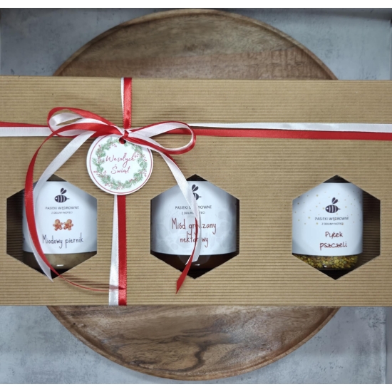 Zestaw z trzema produktami pszczelimi